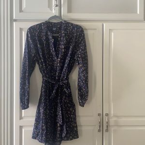 Tie-Belt Print Dress Navy